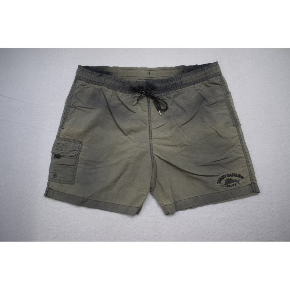 Tommy Bahama Relax Swim Trunks Gray 100% Nylon Netted With Pockets Mens Large